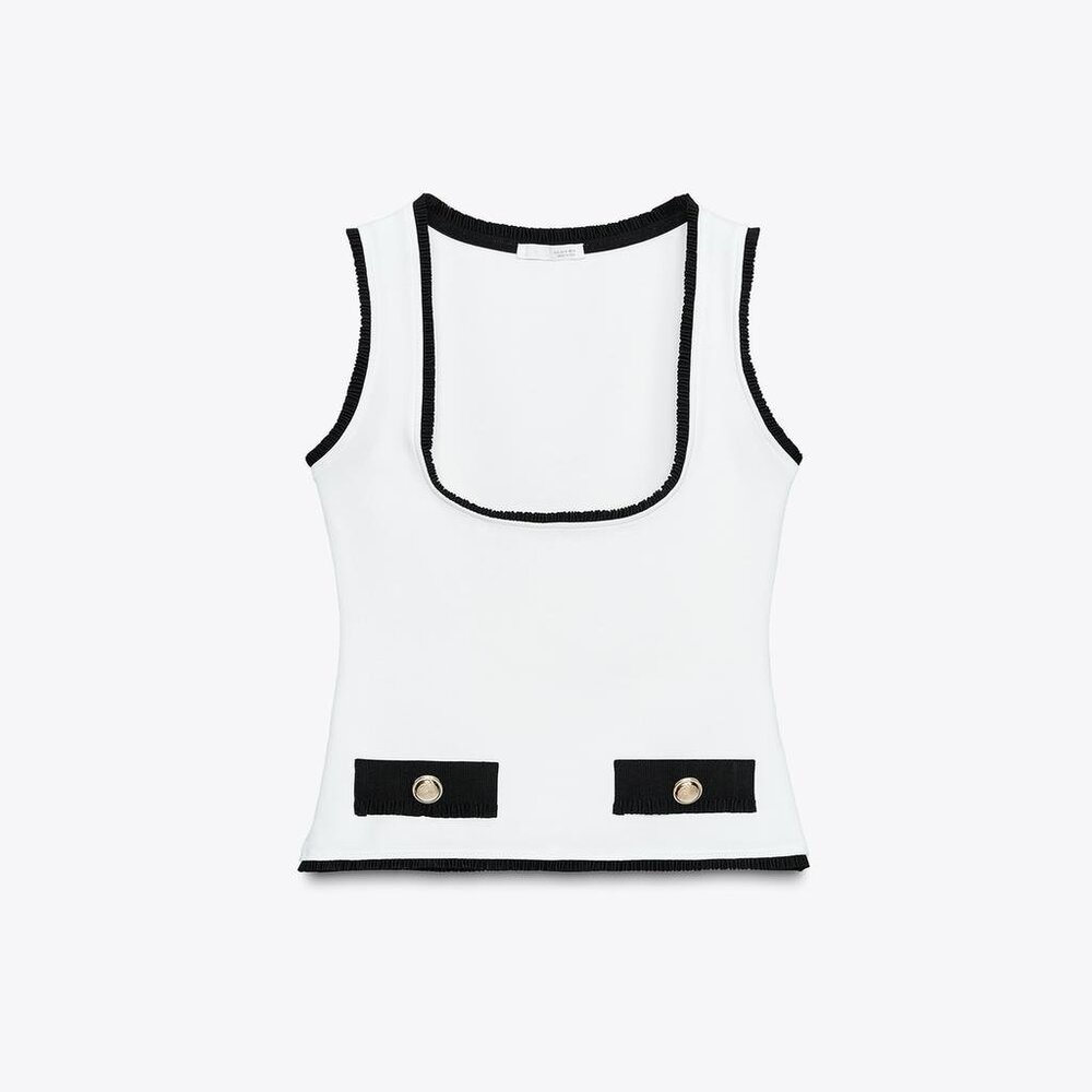 ZARA, NWT Stretch Contouring Vest in White, Size Medium